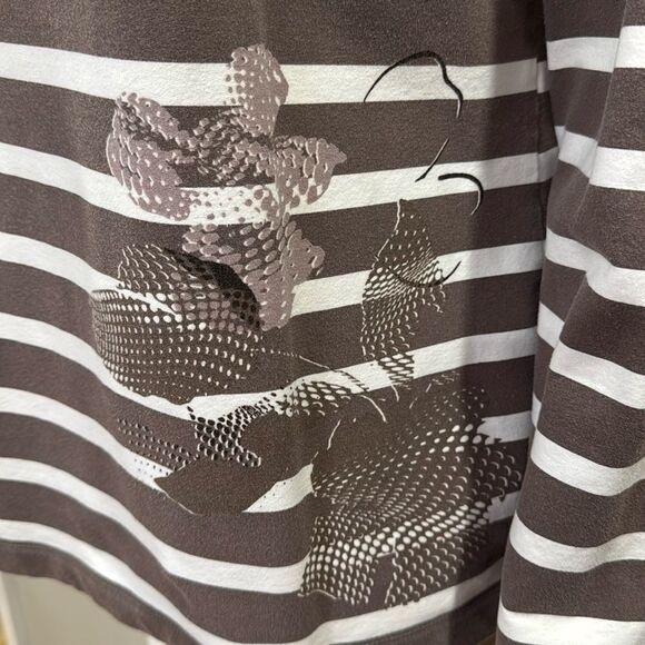 RABE ROUND  NECK STRIPED SWEATSHIRT KHAKI AND WHITE - Picture 4 of 8